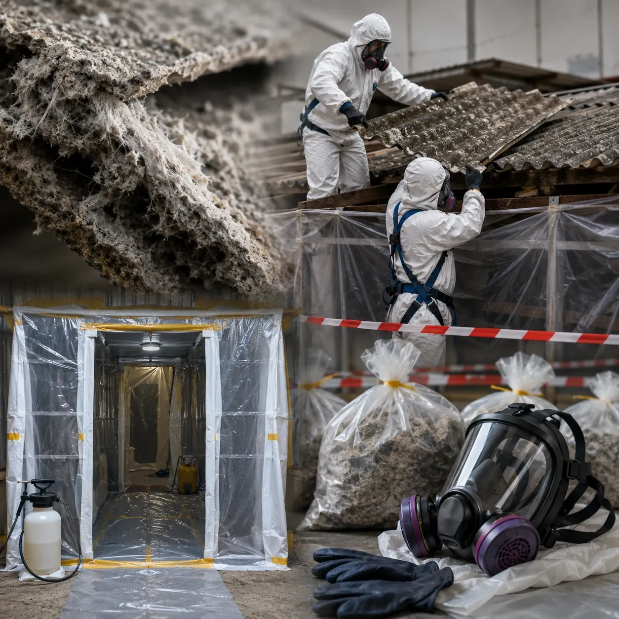 Asbesto friable: material, confinamiento, equipo de protección y residuo embalado